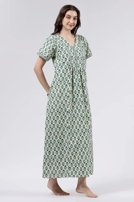 Women’s A-Line Printed Cotton-Blend Nighty